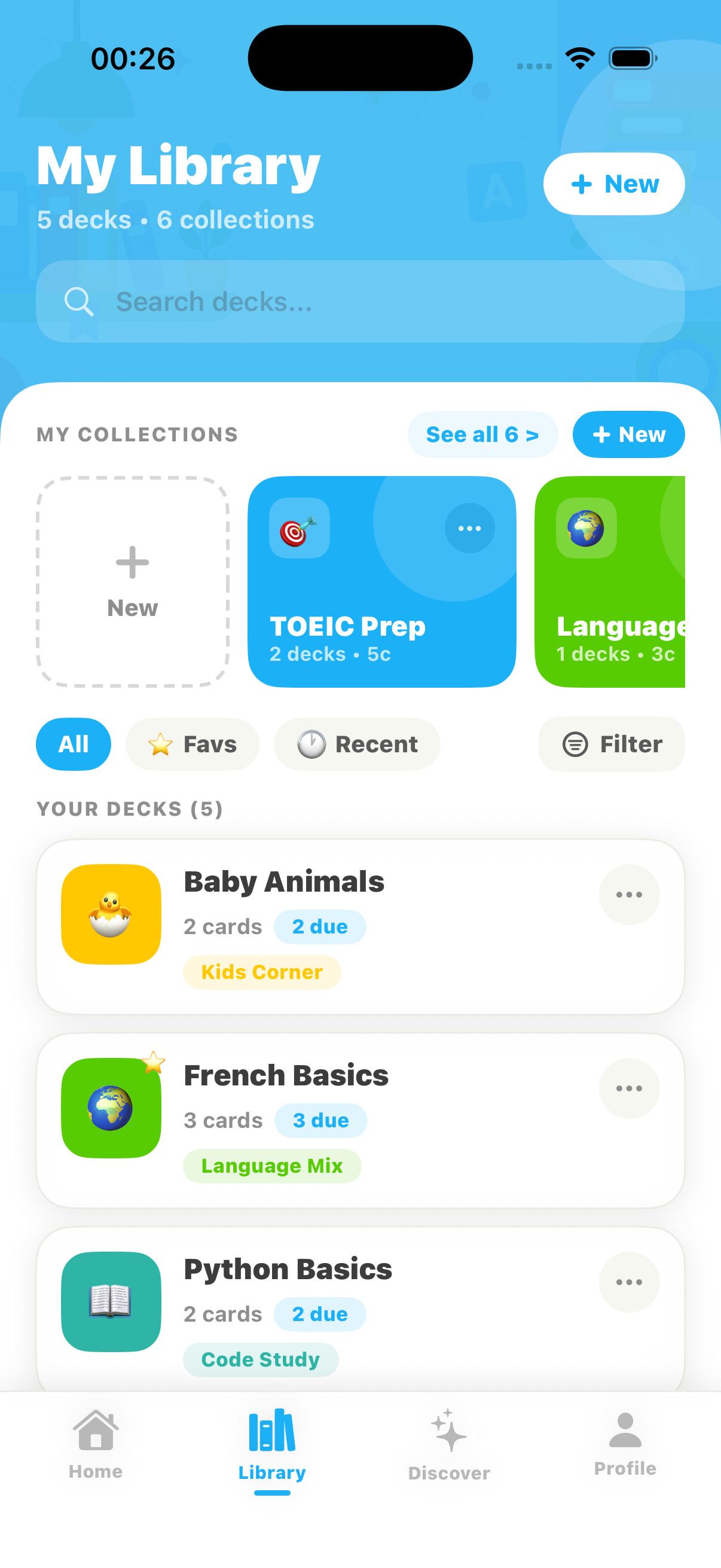 Bremo library screen showing collections and decks